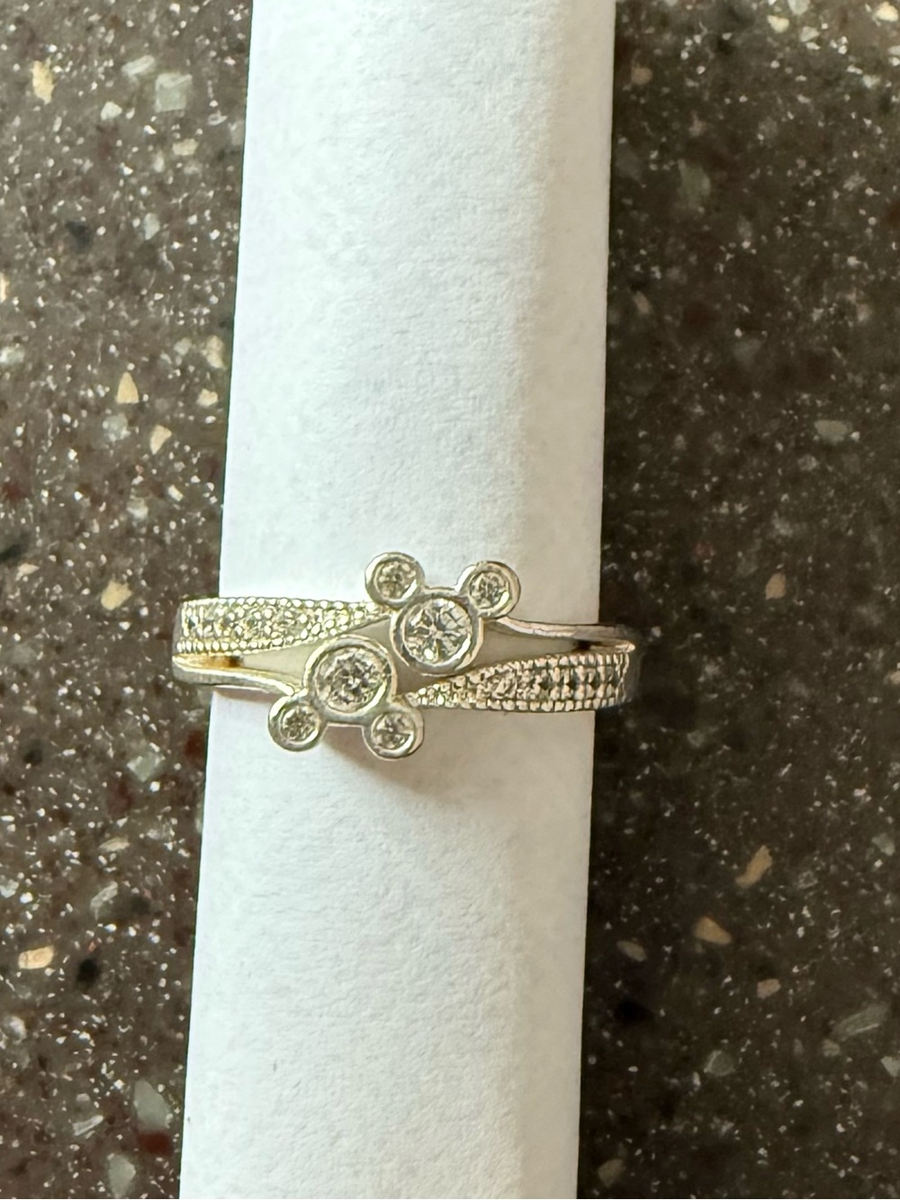 Mickey- 925 Silver with Crystal Accent Women's Ring-size 6
